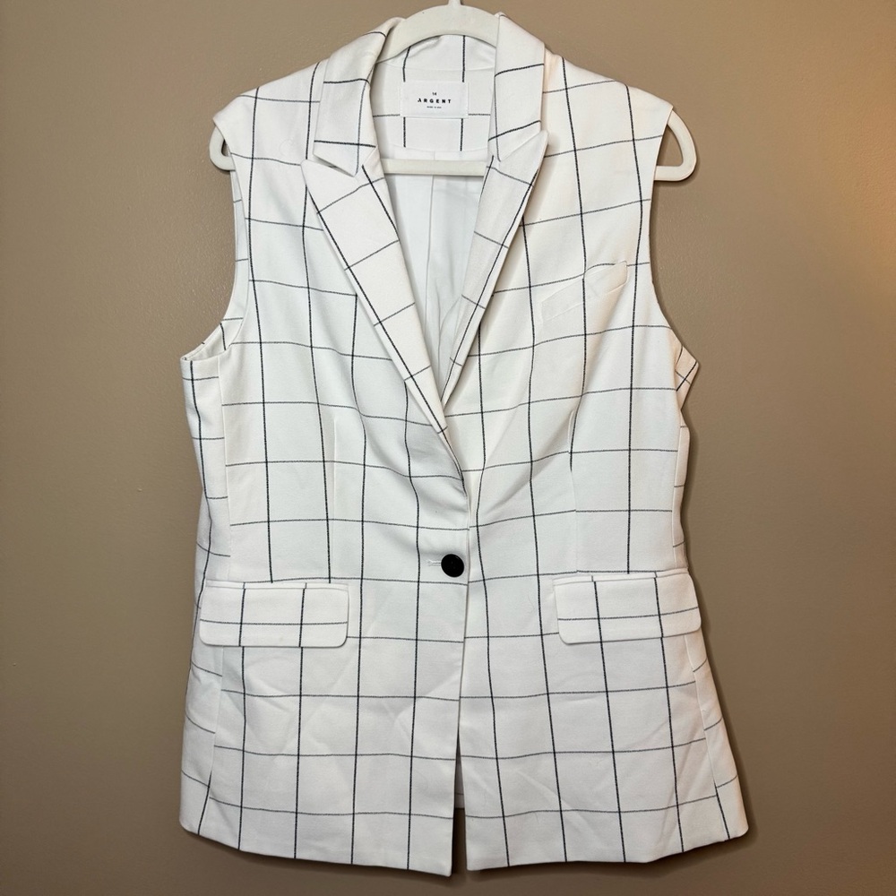 Argent Classic Grid Work Black Sleeveless Vest Size 14